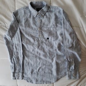 A&F Linen Popover Shirt - Blue Microstripe (Small)